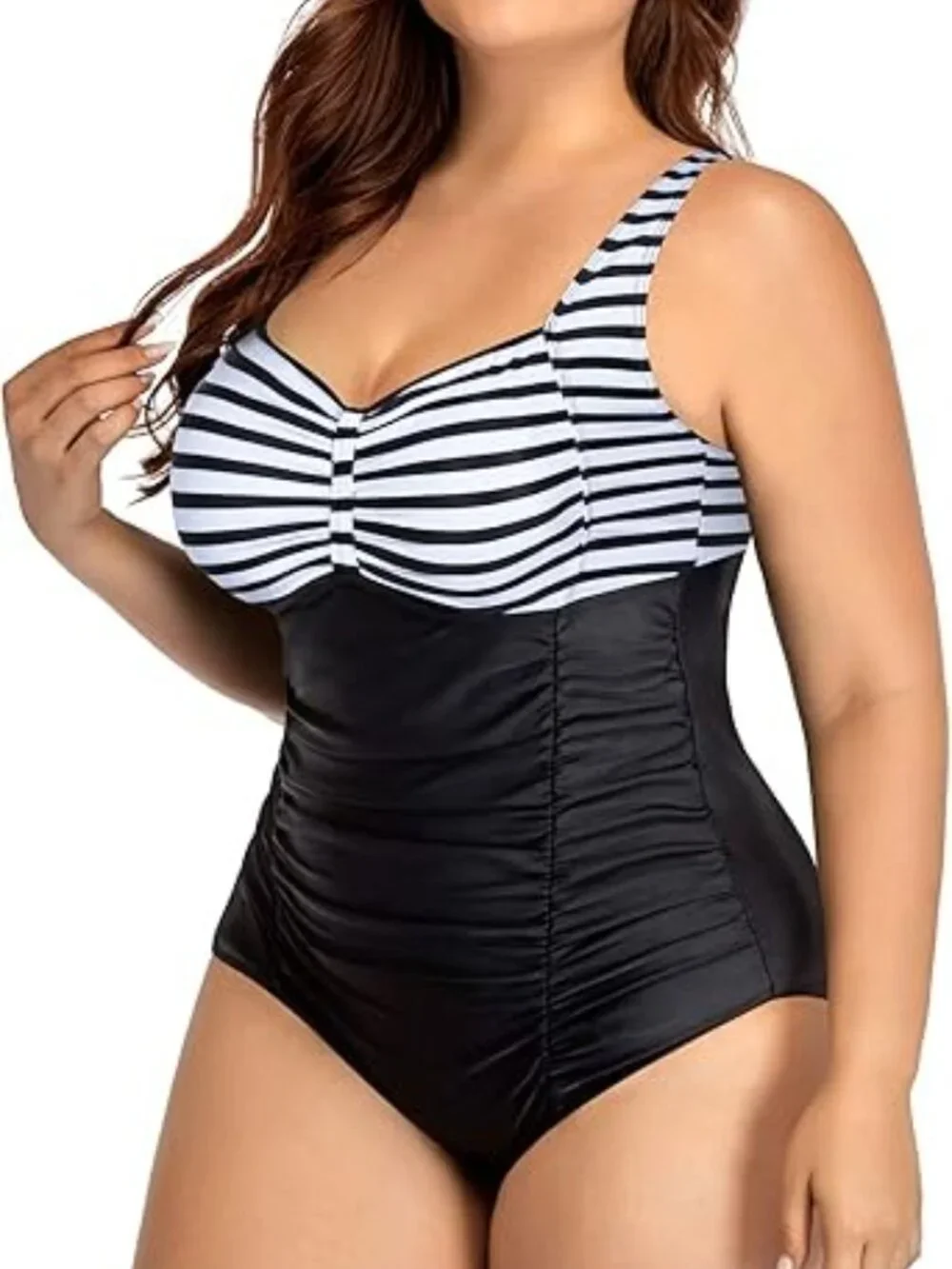 Daci Women Plus Size One Piece Swimsuits - Tummy Control Retro Ruched 22W - Picture 4 of 6